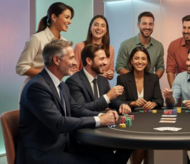 Různé typy pokerových eventů v moderním pastelovém stylu